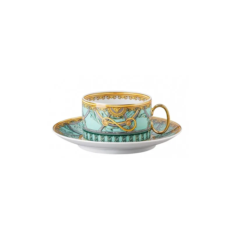 Ordina Subito Versace Rosenthal Tazza Te con Piattino La Scala del Palazzo - Verde