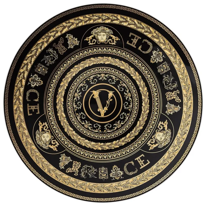 Consegna Rapida Versace Virtus Gala Black Piatto Segnaposto 33 cm