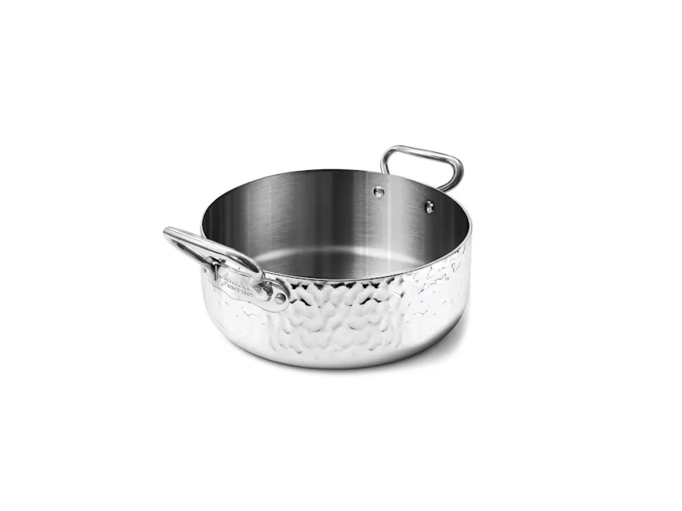 Prezzo Basso Casseruola bassa in aluinox 3ply martellato con 2 maniglie in acciaio inox, ø 20 cm