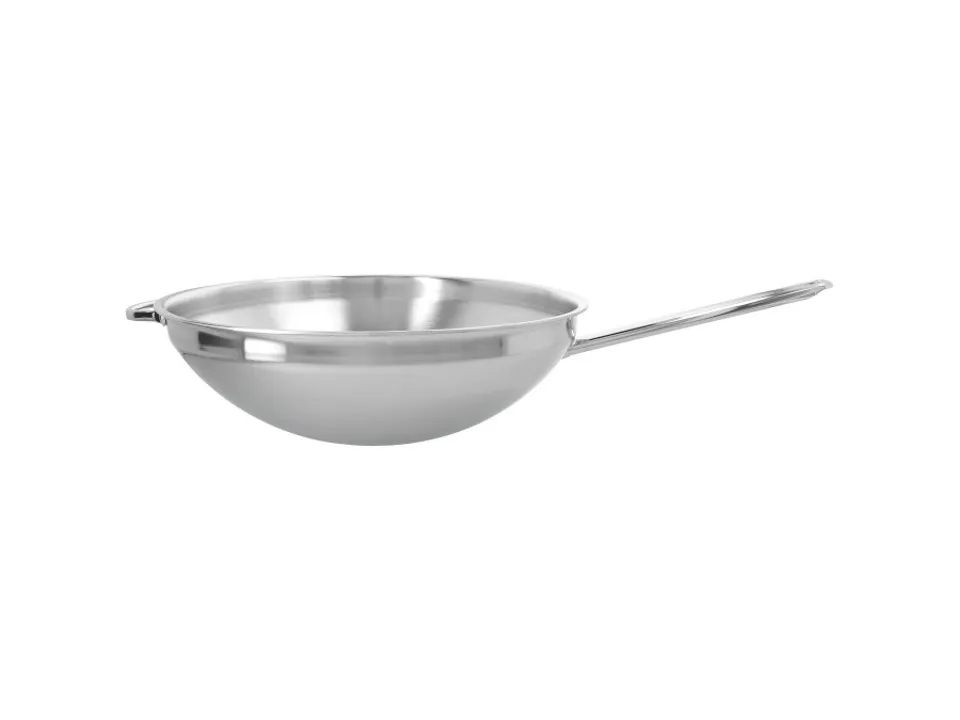 Prezzo Conveniente Wok con base arrotondata in acciaio inossidabile da 36 cm