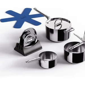 Affare Set di 3 casseruole space steel con manico pieghevole