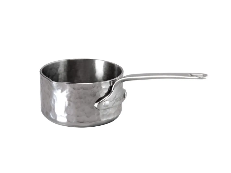 Promozione Esclusiva Casseruolino in aluinox 3ply martellato con beccuccio a dx 1 manico 1907 - ø 05 cm