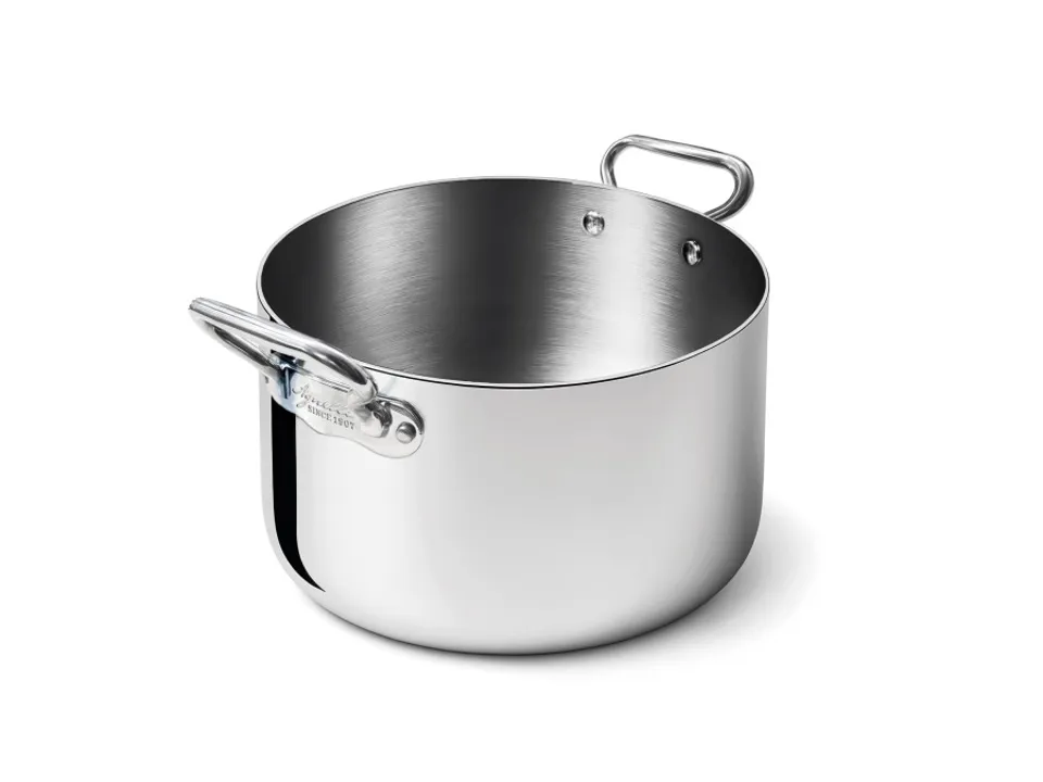 Casseruola induzione 1907 alta in alluminio e acciaio lucido 2 maniglie, ø 20 cm Professionale