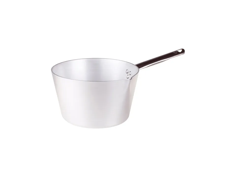 Prezzo Basso Casseruola conica in alluminio 3mm 1 manico e 1 becco - ø22 cm