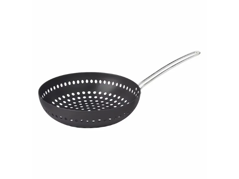 Churrasco griglia wok forata in alluminio anodizzato con manico, 26 cm Vendita Finale