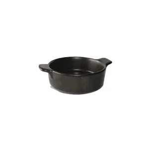 Popolare Stoneware, tegame tondo con manici, nero opaco - ø13x3,9h cm