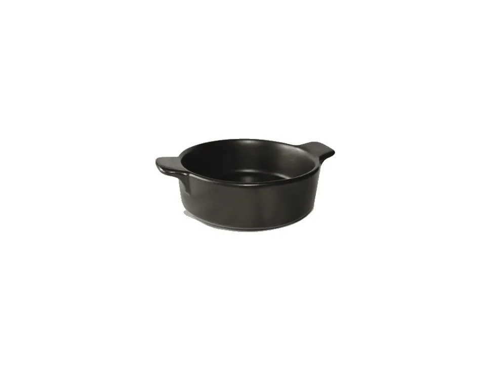 Popolare Stoneware, tegame tondo con manici, nero opaco - ø13x3,9h cm