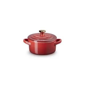 Mini cocotte in gres vetrificato con pomolo a cuore oro 10 cm - ciliegia Soddisfatti O Rimborsati