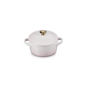 Mini cocotte in gres vetrificato con pomolo a cuore oro 10 cm - shell pink Direttamente Dal Produttore