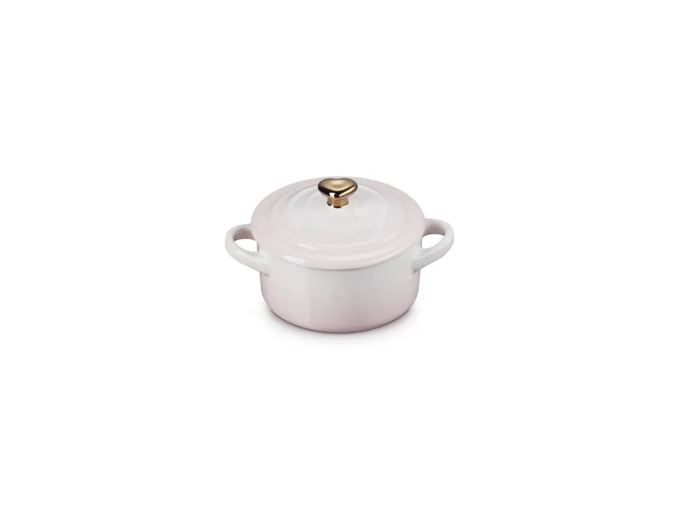 Mini cocotte in gres vetrificato con pomolo a cuore oro 10 cm - shell pink Direttamente Dal Produttore