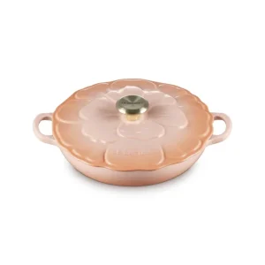 Super Prezzo Tegame basso con coperchio a fiore in ghisa vetrificata 26 cm - pesca