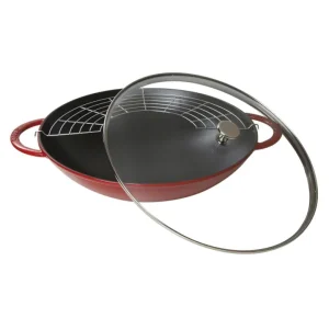 Wok con coperchio rosso ciliegia, ø 37 cm Affare