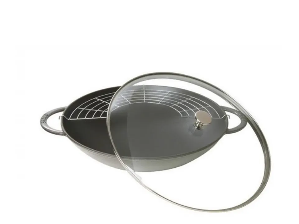 Di Tendenza Wok con coperchio grigio grafite, ø 37 cm