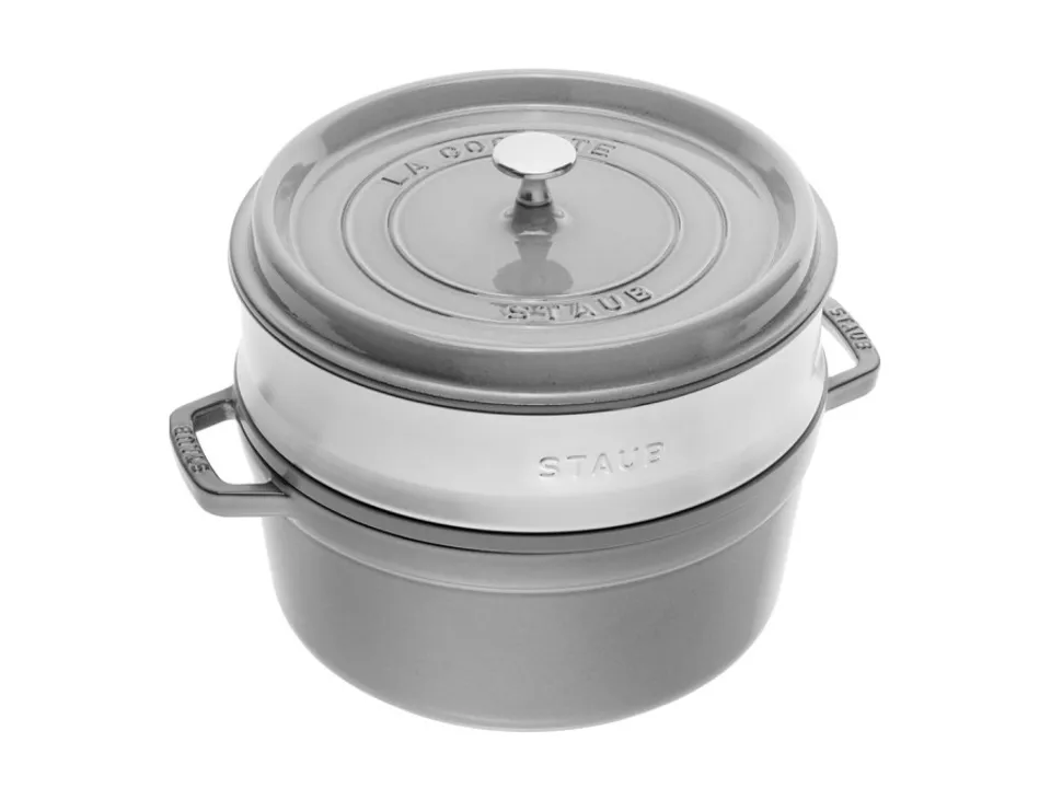 Cocotte con cestello a vapore grigio grafite, ø 24 cm Spedizione Espresso