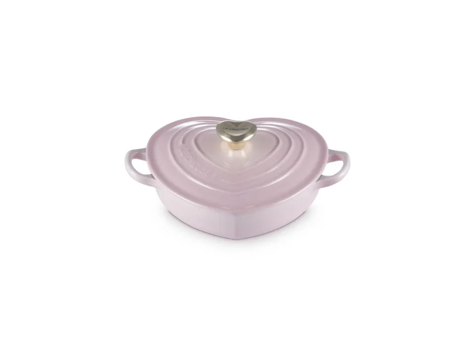 Ultimissimo Modello Tegame basso a cuore in ghisa vetrificata 20 cm - shell pink