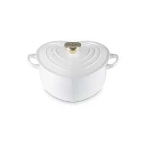 Cocotte a cuore in ghisa vetrificata con pomello a cuore - white Economico