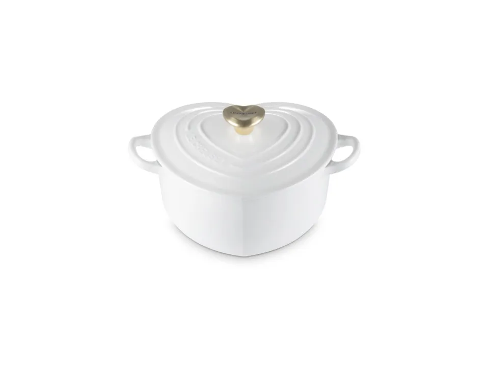 Cocotte a cuore in ghisa vetrificata con pomello a cuore - white Economico