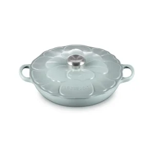Tegame basso con coperchio a fiore in ghisa vetrificata 26 cm - sea salt Compra Online