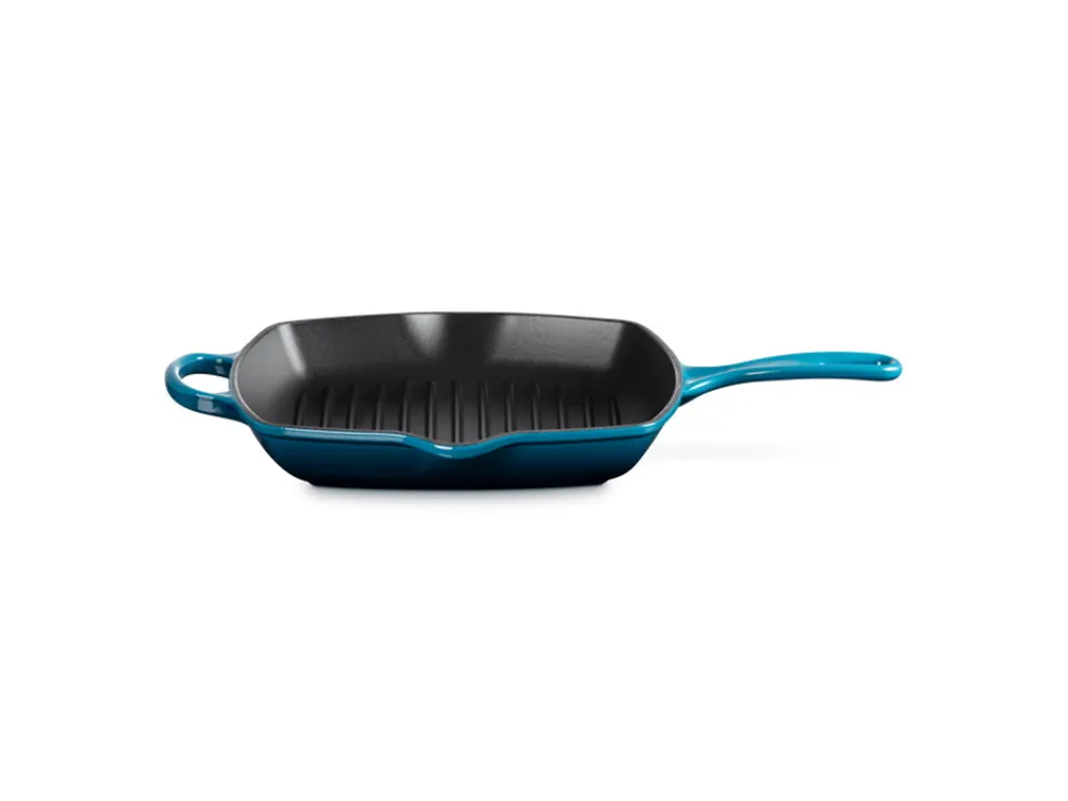 Promozione Esclusiva Evolution, bistecchiera skillet quadrata in ghisa vetrificata 26 cm - deep teal