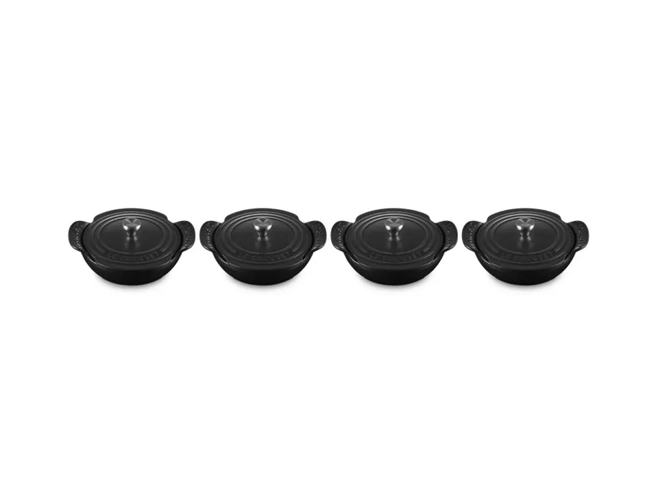 Prezzo Di Fabbrica Set 4 mini tegami bassi gourmand in ghisa vetrificata con coperchio