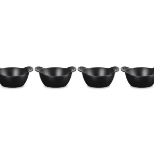 Super Prezzo Gourmet, set 4 mini cocotte basse in ghisa smaltata 11 cm - nero