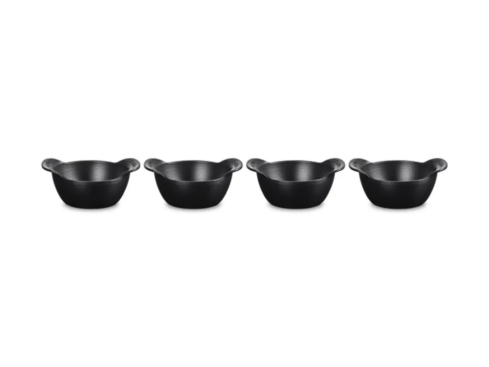 Super Prezzo Gourmet, set 4 mini cocotte basse in ghisa smaltata 11 cm - nero