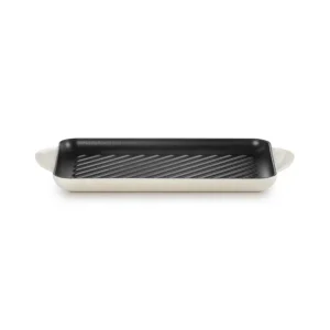 Tradition, grill rettangolare 32x22 cm in ghisa vetrificata - meringue Occasione Imperdibile