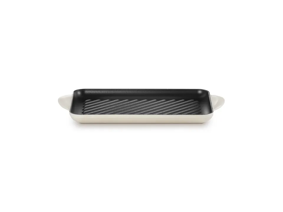 Tradition, grill rettangolare 32x22 cm in ghisa vetrificata - meringue Occasione Imperdibile