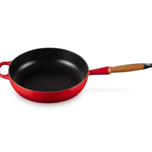 Offerta Limitata Padella alta con manico in legno in ghisa vetrificata ø 28 cm- ciliegia