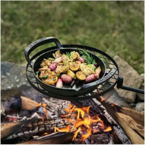 Economico Bbq outdoor, grill rotondo 25 cm in ghisa vetrificata - nero