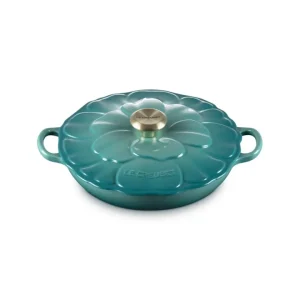 Tegame basso con coperchio a fiore in ghisa vetrificata 26 cm - blu riviera Bestseller