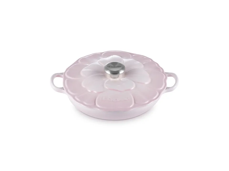 Prezzo Scontato Tegame basso con coperchio a fiore in ghisa vetrificata 26 cm - shell pink