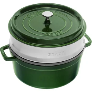 Cocotte con cestello a vapore verde basilico, ø 26 cm Esclusivo
