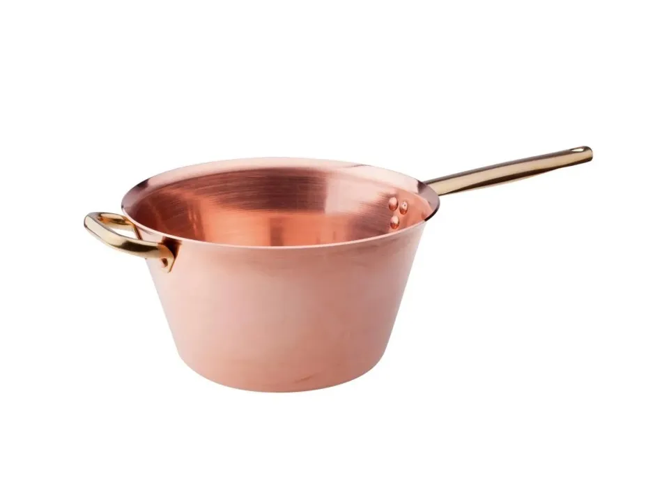 Occasione Imperdibile Paiolo per polenta in rame "senza stagnatura" 2mm con manico e maniglia in ottone, ø 24 cm