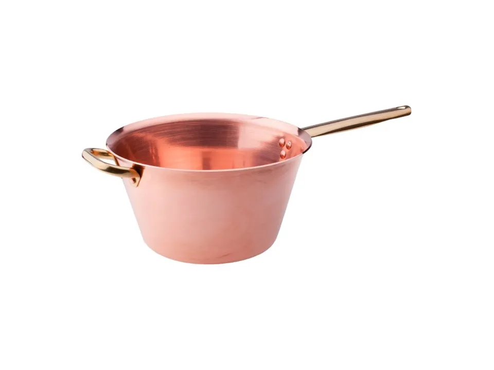 Paiolo per polenta in rame "senza stagnatura" 2mm con manico e maniglia in ottone, ø 22 cm Offerta Del Giorno
