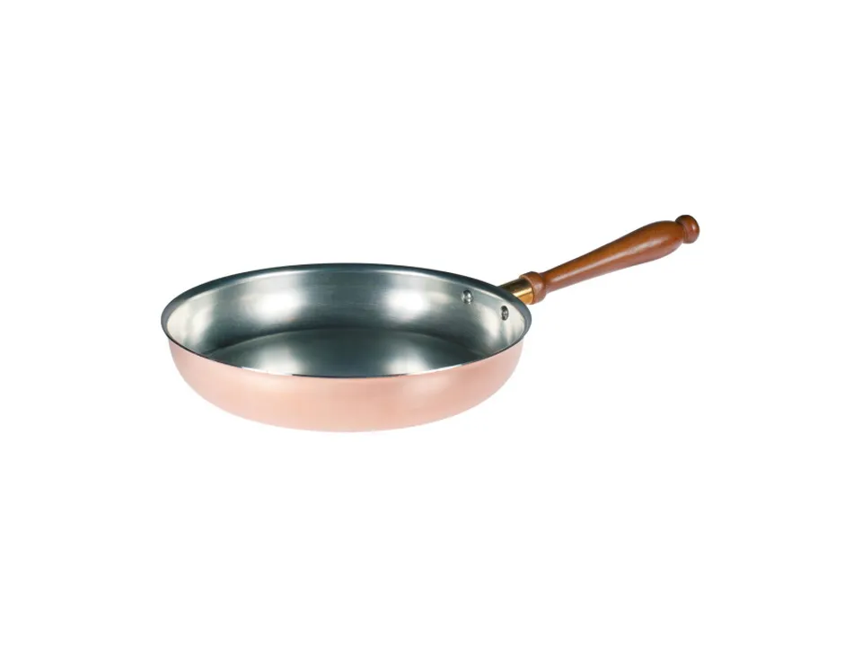 Padella leggera in rame liscio stagnato a mano 2mm 1 manico, ø 28 cm Ultime Pezzi