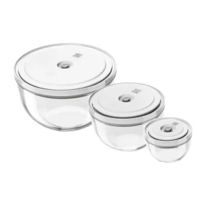 Fresh & save, set 3 ciotole sottovuoto, vetro, trasparente Professionale