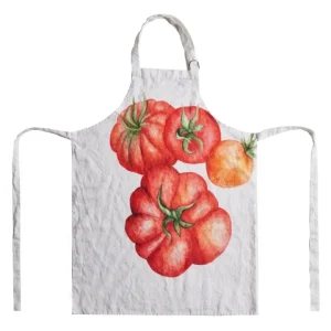 Grembiule lino 70x85 cm, bianco pomodori Di Tendenza