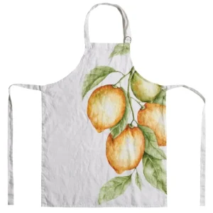 Grembiule lino 70x85 cm, bianco limoni Pagamento Sicuro