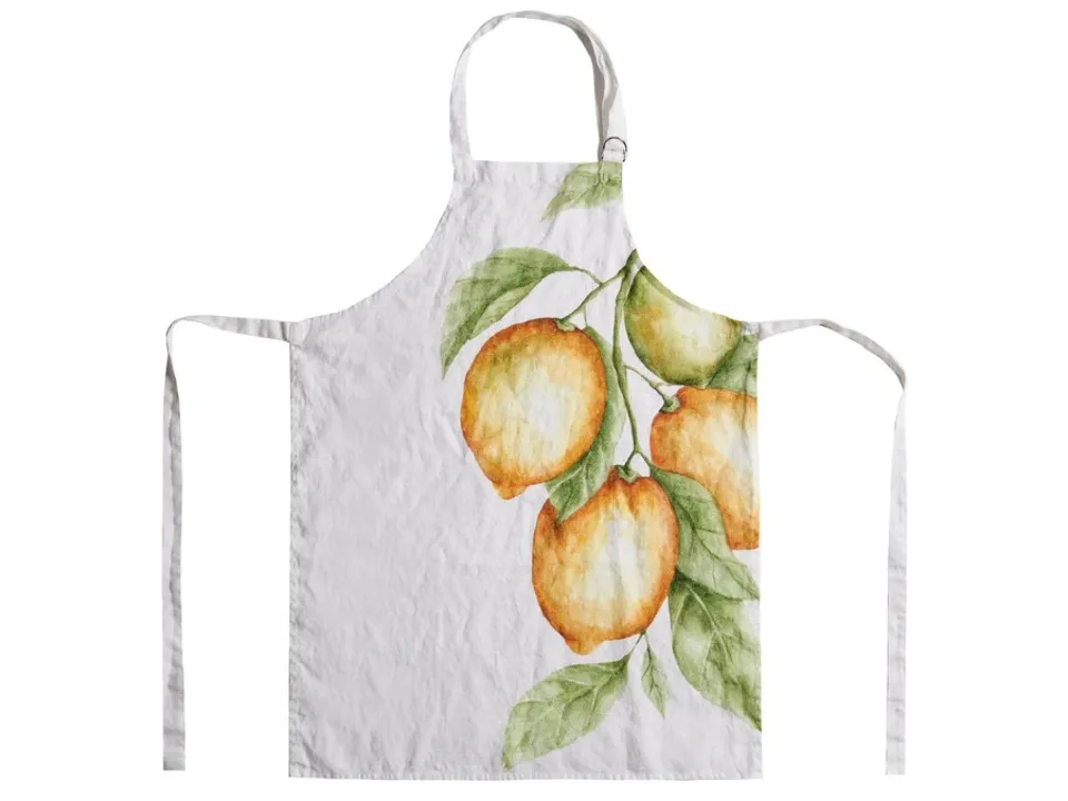 Grembiule lino 70x85 cm, bianco limoni Pagamento Sicuro