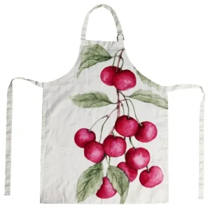 Grembiule lino 70x85 cm, bianco ciliegie Occasione