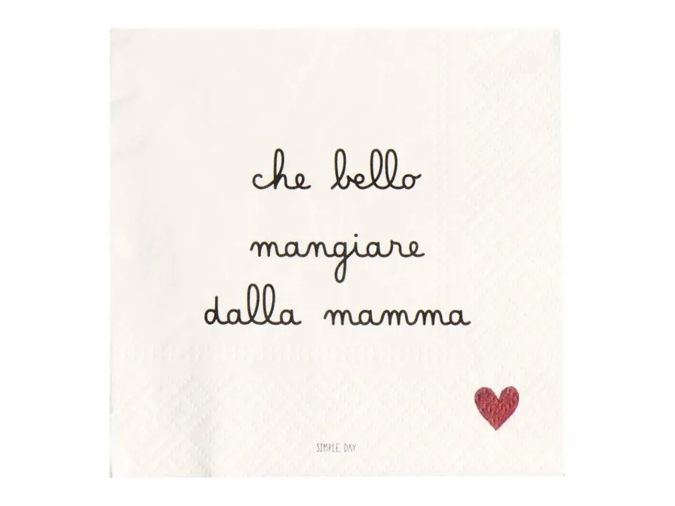 Set 20 tovaglioli in carta che bello mangiare dalla mamma Prezzo Scontato