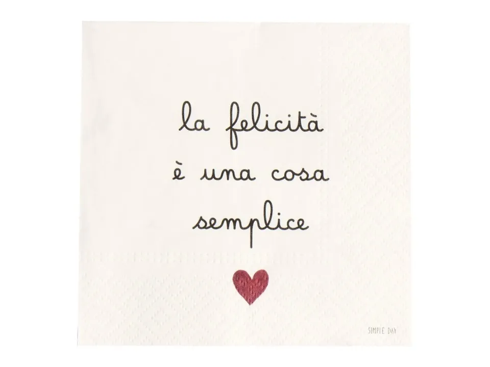 Offerta Lampo Set 20 tovaglioli in carta la felicità è una cosa semplice