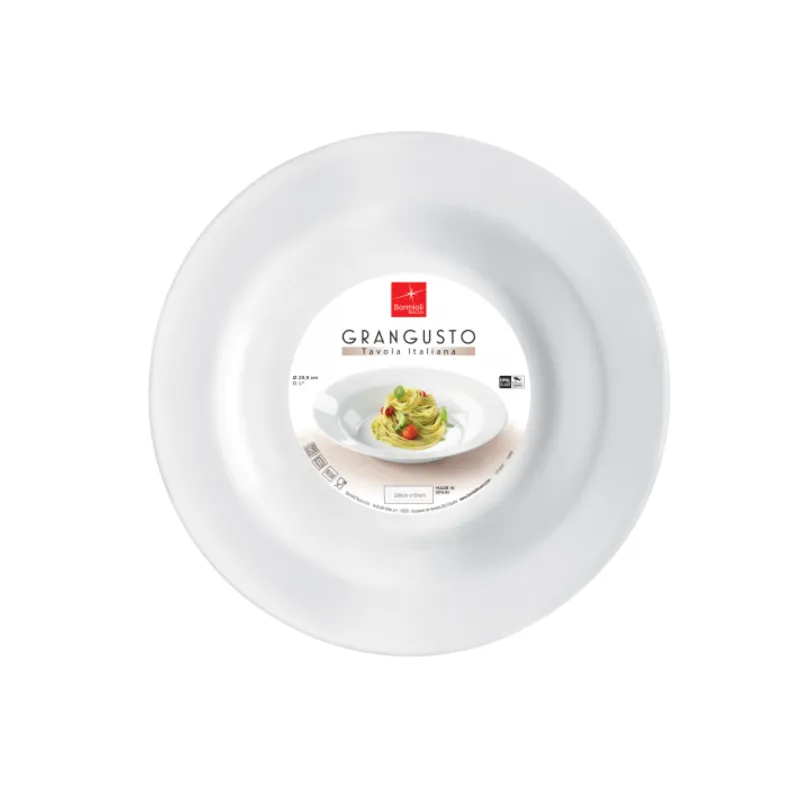 Esclusivo Bormioli - Piatto Pasta Tondo Grangusto in Vetro Temperato Opale 30 cm