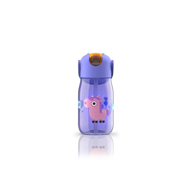 Zoku - Borraccia Bottiglia Bimbo con Flip Cannuccia Colore Viola 400 ml Prezzo Conveniente