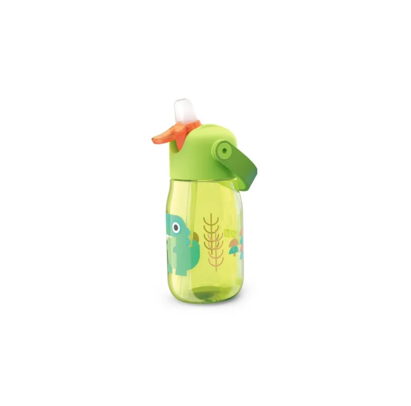 Sconto Borraccia Bottiglia Bimbo con Flip Cannuccia Colore Verde 400 ml