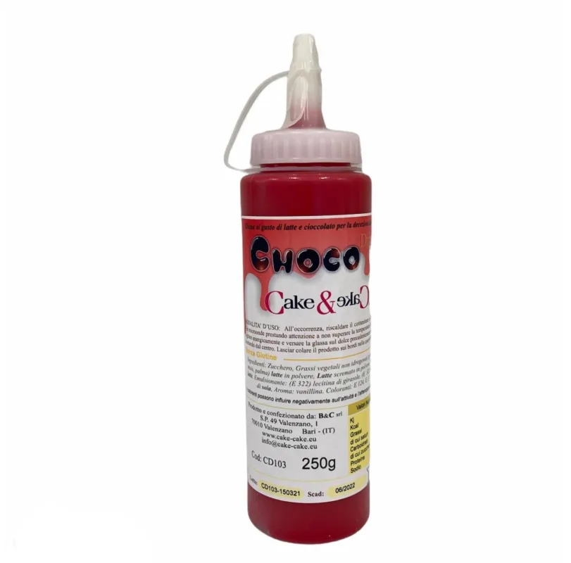 Cake&Cake - Topping Cioccolato per Torte Choco Drip Rosso 250 gr Professionale