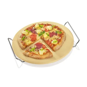 Professionale Küchenprofi - Pietra Refrattaria Tonda per Pizza con Supporto in Acciaio 30 cm