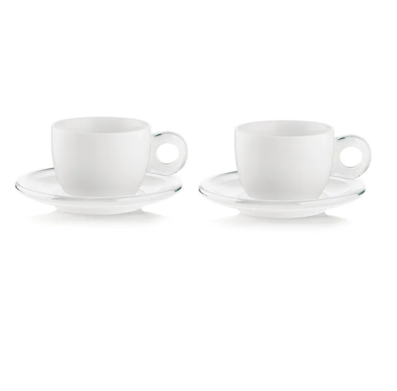 Sconto Guzzini - Set 2 Tazze cappuccino con piattino gocce trasparente 300 ml