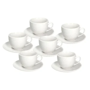 Occasione Tognana - Set 6 Tazze da tè con piattino in porcellana bianca linea linea Golf